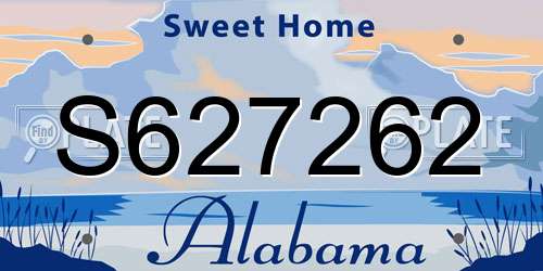S627262 Alabama License Plate