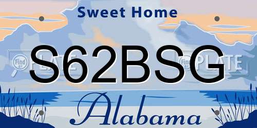 S62BSG Alabama License Plate
