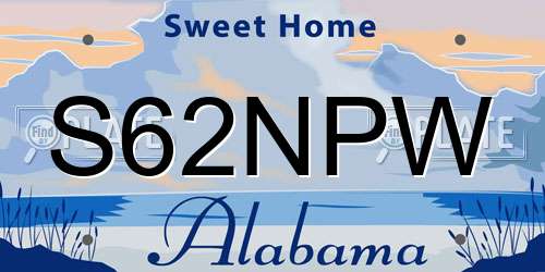 S62NPW Alabama License Plate