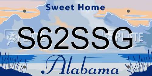 S62SSG Alabama License Plate