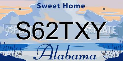 S62TXY Alabama License Plate