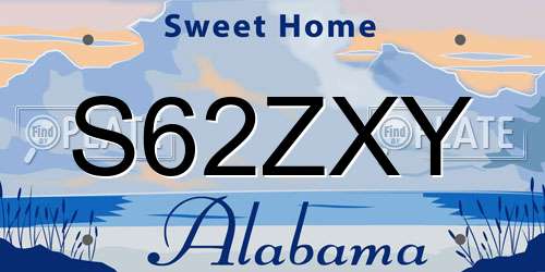 S62ZXY Alabama License Plate