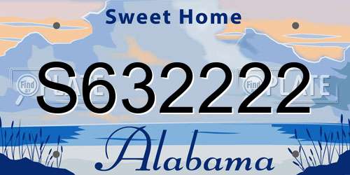 S632222 Alabama License Plate