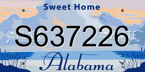 S637226 Alabama License Plate