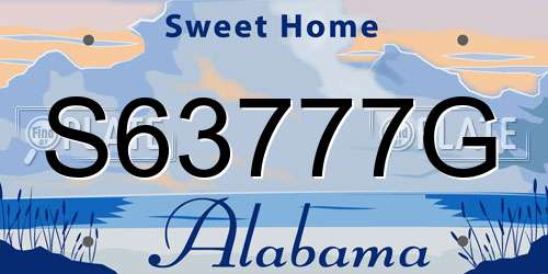 S63777G Alabama License Plate