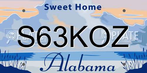S63KOZ Alabama License Plate