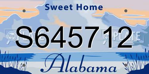 S645712 Alabama License Plate