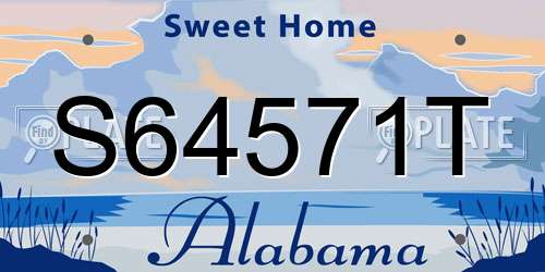 S64571T Alabama License Plate