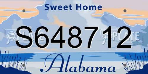 S648712 Alabama License Plate