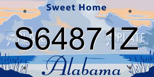 S64871Z Alabama License Plate