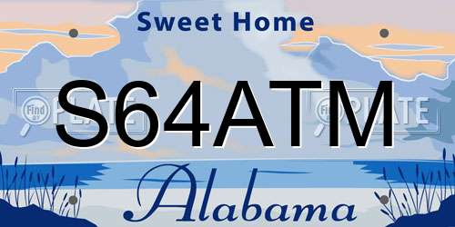 S64ATM Alabama License Plate
