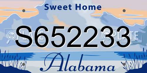 S652233 Alabama License Plate
