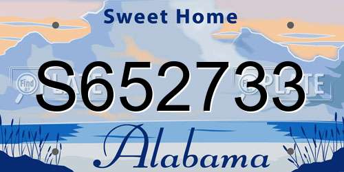 S652733 Alabama License Plate