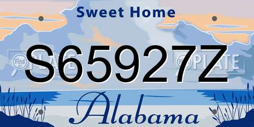 S65927Z Alabama License Plate