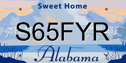 S65FYR Alabama License Plate