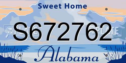 S672762 Alabama License Plate