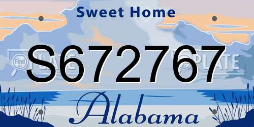 S672767 Alabama License Plate