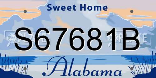 S67681B Alabama License Plate