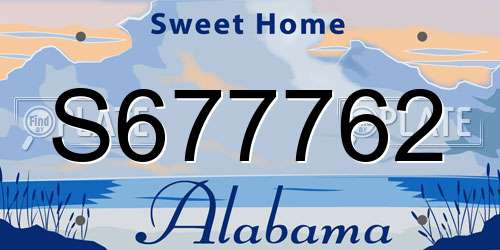 S677762 Alabama License Plate