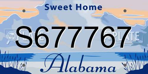 S677767 Alabama License Plate