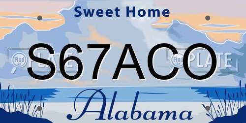 S67ACO Alabama License Plate