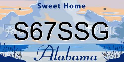 S67SSG Alabama License Plate