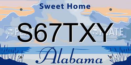 S67TXY Alabama License Plate