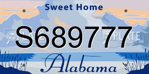 S689777 Alabama License Plate
