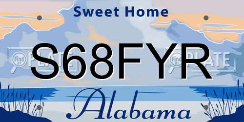S68FYR Alabama License Plate