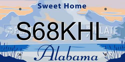 S68KHL Alabama License Plate