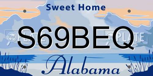S69BEQ Alabama License Plate