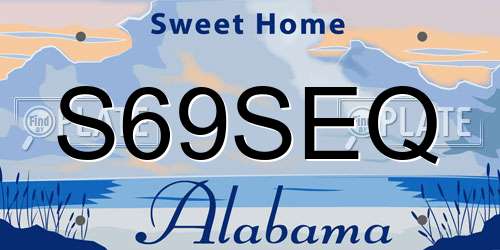 S69SEQ Alabama License Plate