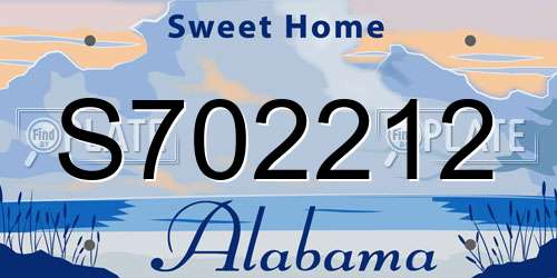 S702212 Alabama License Plate