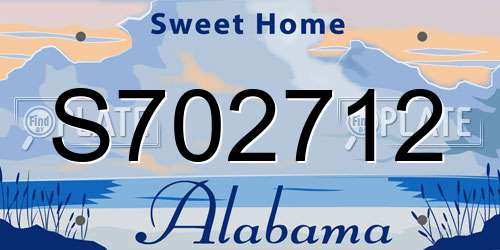 S702712 Alabama License Plate