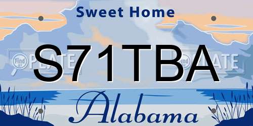 S71TBA Alabama License Plate