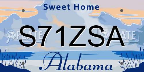 S71ZSA Alabama License Plate