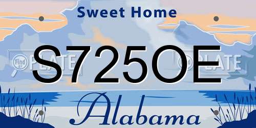 S725OE Alabama License Plate