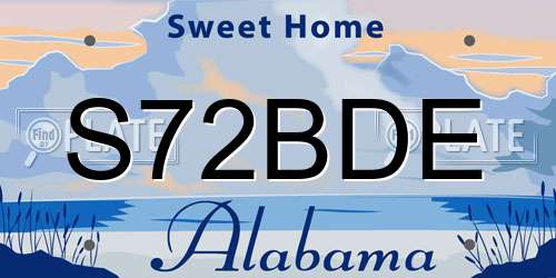 S72BDE Alabama License Plate