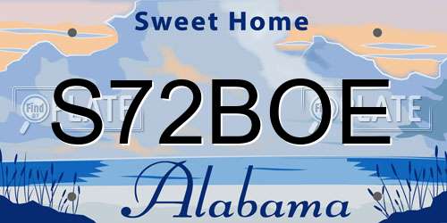 S72BOE Alabama License Plate