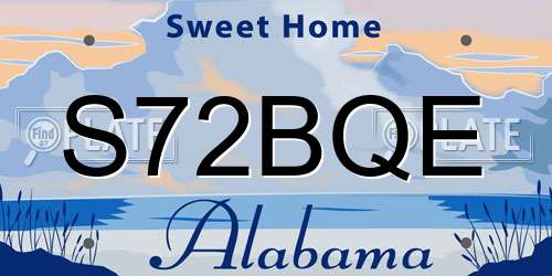 S72BQE Alabama License Plate