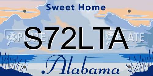 S72LTA Alabama License Plate