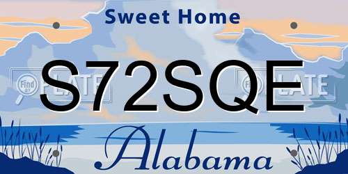 S72SQE Alabama License Plate