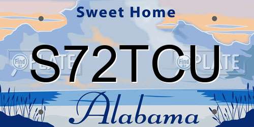 S72TCU Alabama License Plate