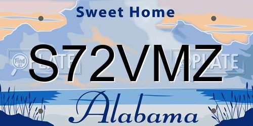 S72VMZ Alabama License Plate