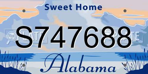 S747688 Alabama License Plate