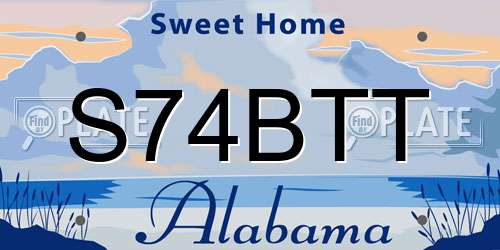 S74BTT Alabama License Plate