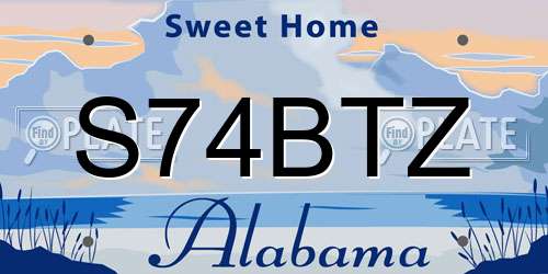 S74BTZ Alabama License Plate
