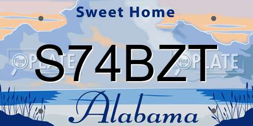 S74BZT Alabama License Plate
