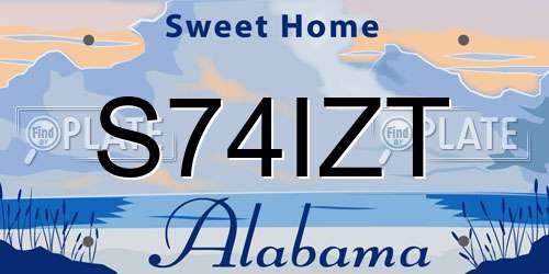S74IZT Alabama License Plate