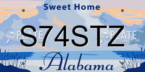 S74STZ Alabama License Plate